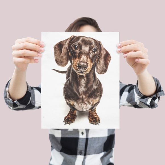 Watercolor Dachshund Dog Portrait Art Print – Unframed Fine Art Poster - Picture 4 of 5